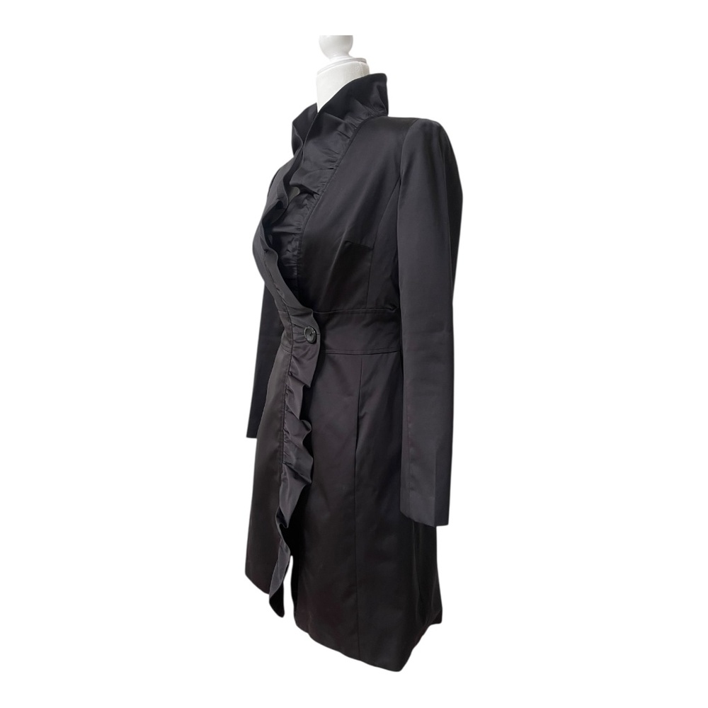 White House Black Market Black Trench Coat Size 00 - Picture 2 of 16